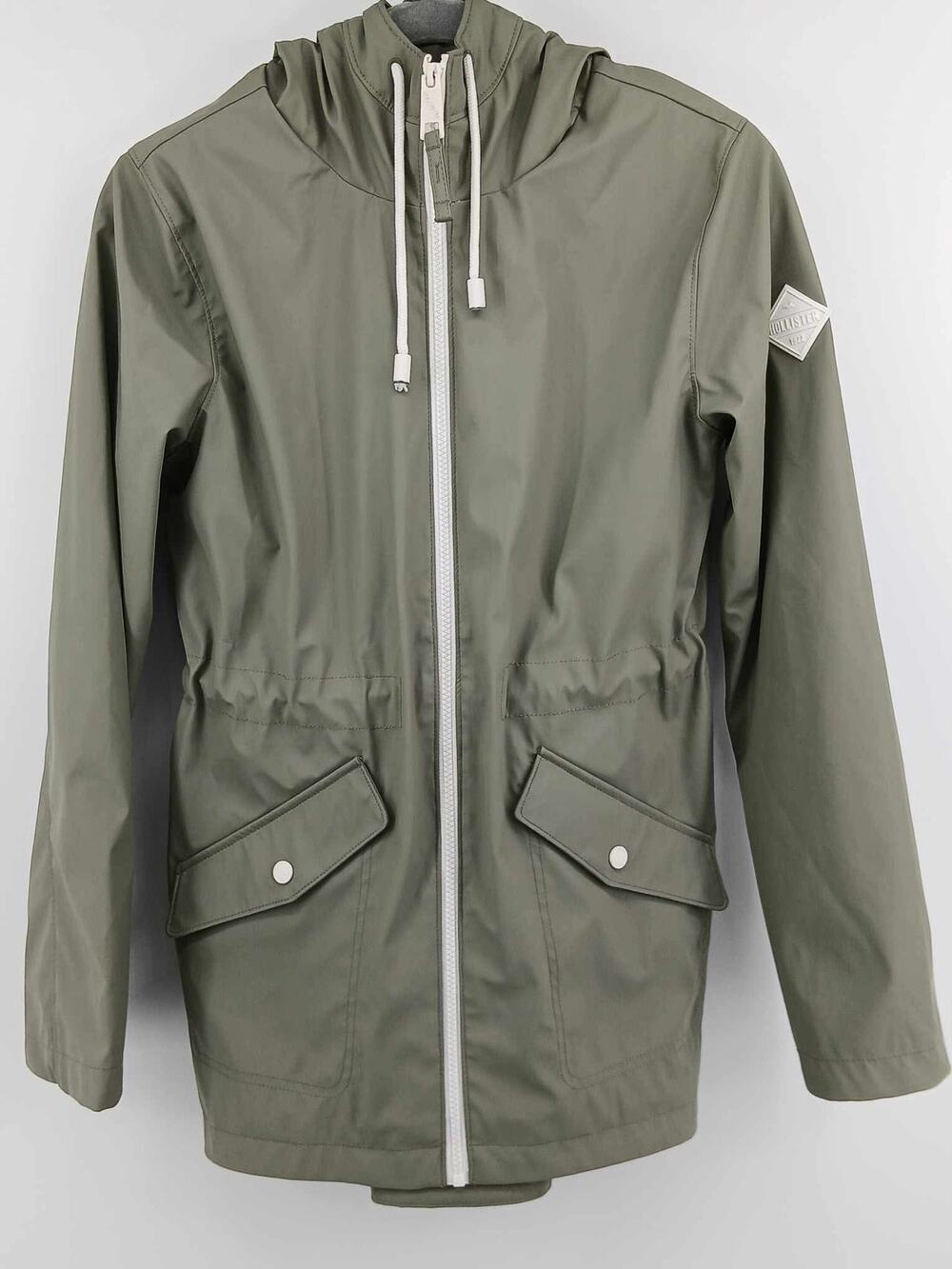 Olive green hollister rain jacket minimalist